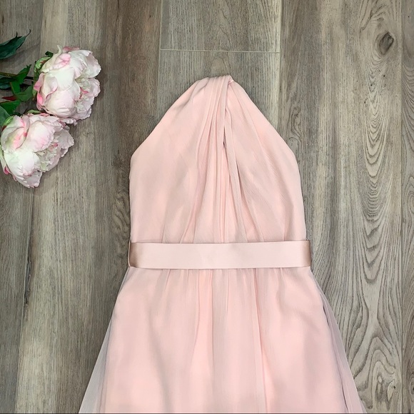 ✅ CLEARANCE White by Vera Wang Blush Halter Bridesmaids Dress - Picture 3 of 10